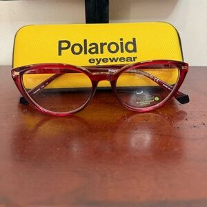 Polaroid Red Cat-Eye Glasses NWT includes glasses, box, dust bag